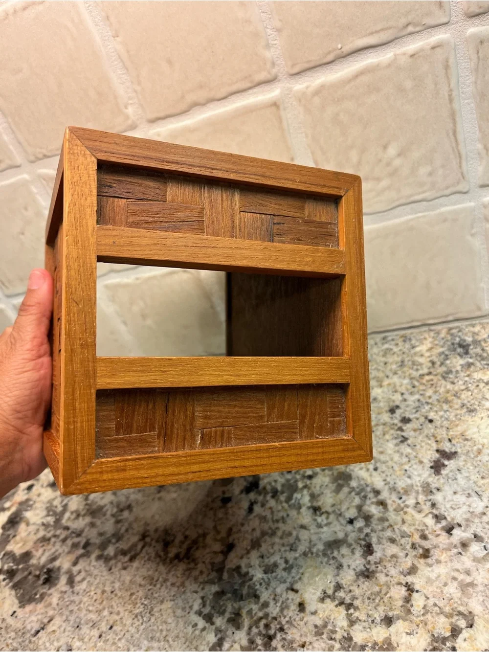 Vintage Wooden Woven pattern tissue box